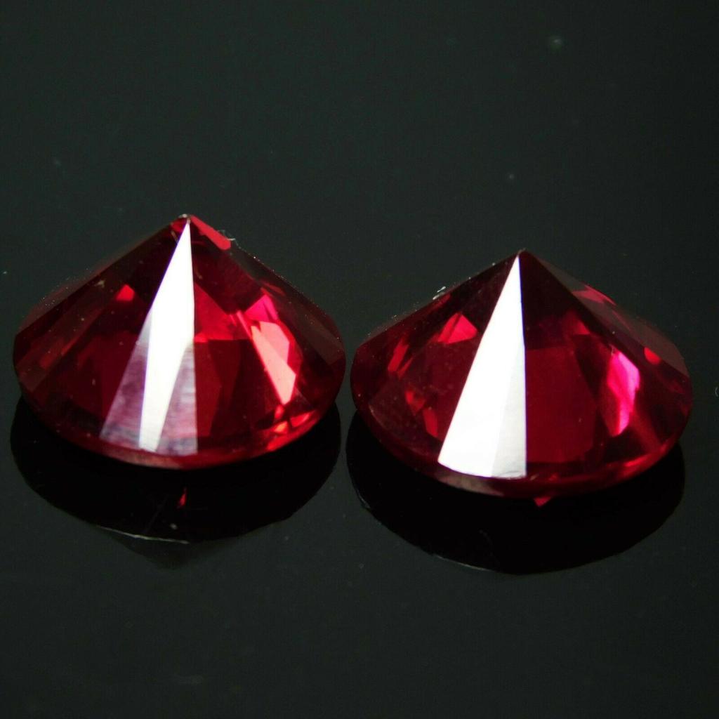 Natural Red Ruby Loose Gemstone 16.15 ct Round Shape Pair for Jewelry Making and Gem Collections