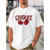 Europäischer und Amerikanischer Trendiger Herren Rundhals Strickpullover T-Shirt mit Kirschmuster Trendige Personalisierte Oberteile