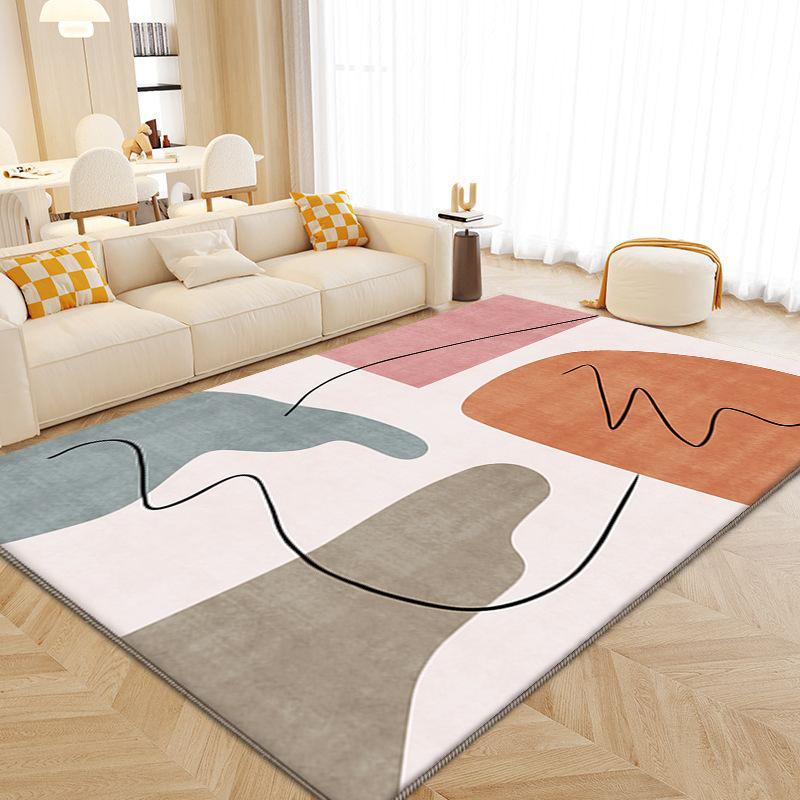 Luxuriöser Teppich aus Kaschmirimitat für Wohnzimmer, Schlafzimmer und mehr – Modernes nordisches Design mit plüschiger Textur, Sofa und Couchtisch, Arbeitszimmer und Garderobe