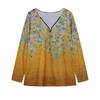 2023 Women's Floral V-neck Zipper Long Sleeve Top