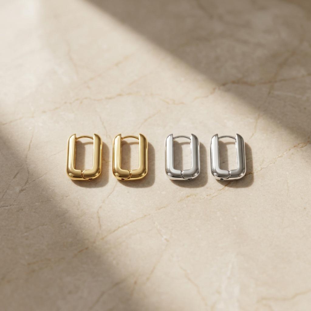 2026 Geometric Square Hoop Earrings: European & American Minimalist Design, Versatile for Everyday Wear