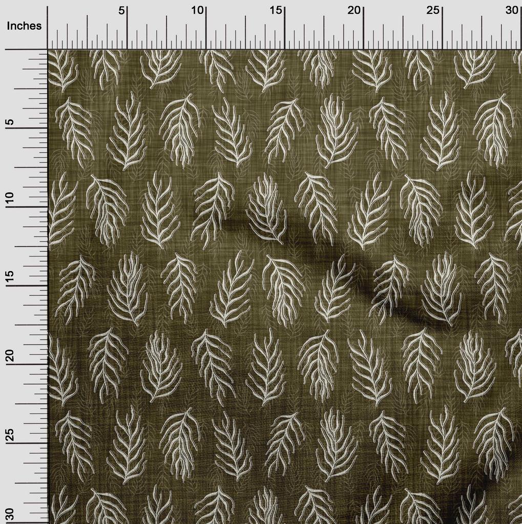 oneOone Cotton Flex Dark Olive Green Fabric Asian Dabu Print Sewing Material Print Fabric By The Yard 40 Inch