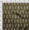 oneOone Cotton Flex Dark Olive Green Fabric Asian Dabu Print Sewing Material Print Fabric By The Yard 40 Inch