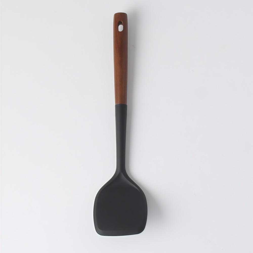 Silicone Spatula with Wooden Handle Durable Non-Stick Pan Specialized Cooking Utensil Heat-Resistant Household Kitchen Tool