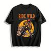 Ride Wild Passion Biker Graphic Tee Vintage Motorcycle Casual Top Pure Cotton T-shirt