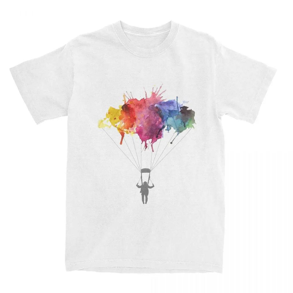Vintage Fallschirmspringen Fallschirmspringen Aquarell T Shirt Männer Frauen Reine Baumwolle Skydive Base Jumping Skydiver T Shirt Druck Kleidung