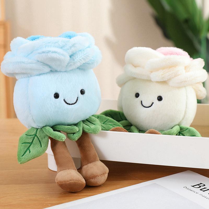New Plant Series Rose Flower Plush Toys Soft Cartoon Pink Blue White  Dolls Home Decor Cute Baby Valentine's Day Gift For Girls