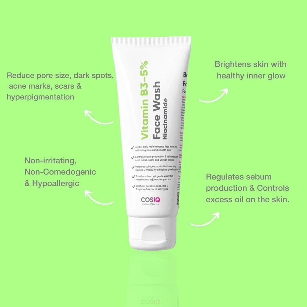 Vitamin B3-5% Niacinamide Face Wash for Smooth and Even Skin, Tan Removal & Glow