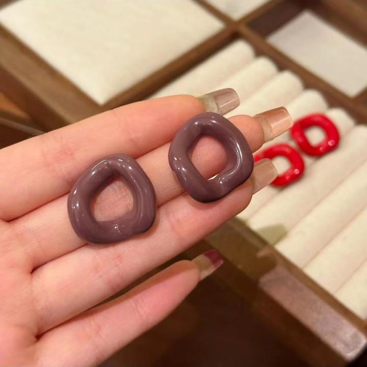 Vintage Ohrringe im Hong Kong Stil mit roten Kreisen und geometrischen Formen für Damen