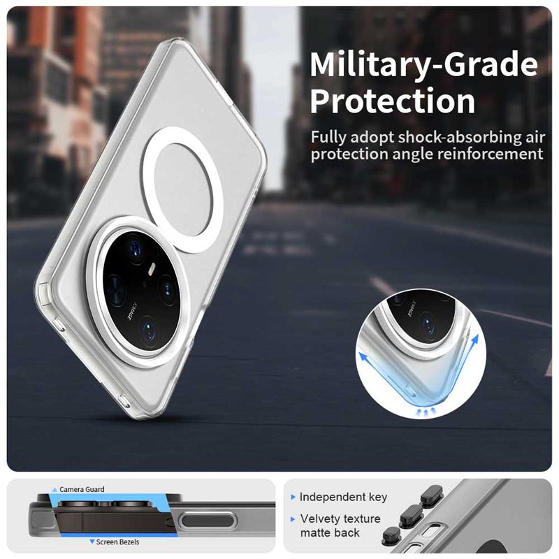 Pour Coque Huawei Mate 70 Pro Housse Huawei Mate 70 Pro Capa Transparent Annulaire Magnétique Chargement Sans Fil Mat Funda Mate 70 Pro