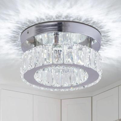 Modern Crystal Chandelier Small LED Crystal Ceiling Light for Dining Room Bedroom Living Room Hallway (Cool White)