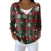 Damenmode Langarm Weihnachten Schneemann Schneeflocke Druck Jacke Strickjacke