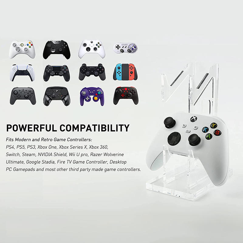 Game Handle Display Stand With Headphone Holder Clear 2 Layer Gaming Accessories Organizer Storage Rack For 1/2 Controllers PS5 PS4 Controller Stand