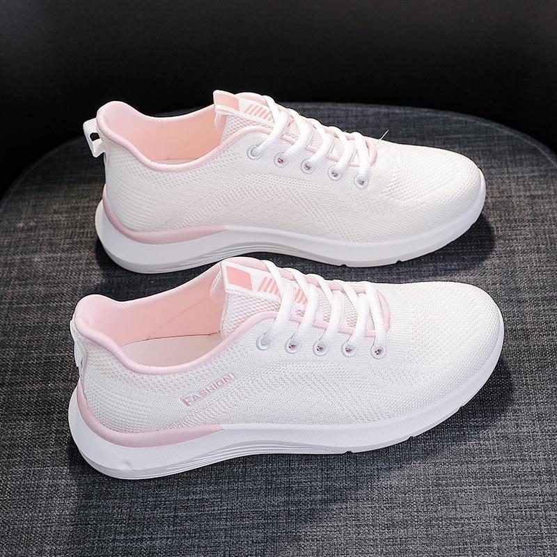 Sneakers spring new mesh breathable travel shoes flying woven flat bottom casual 35