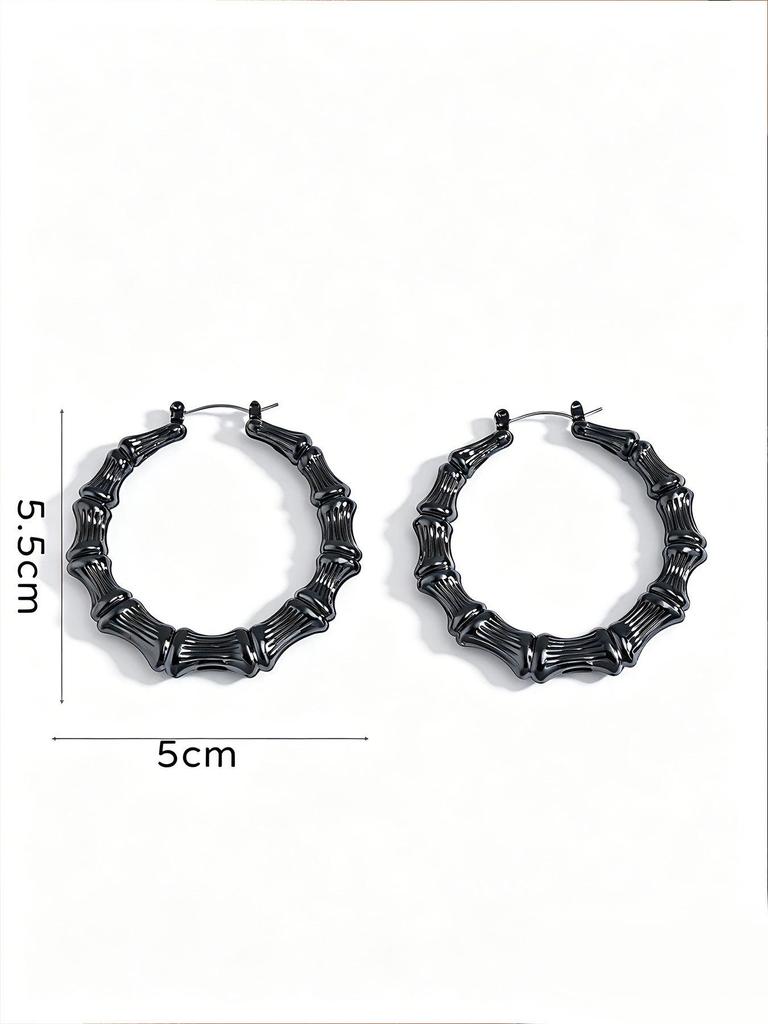 Extra-Large Gold Bamboo Hoops: Bold European & American Style Earrings for Hiphop, Street Dance, and Nightclub Fashion.