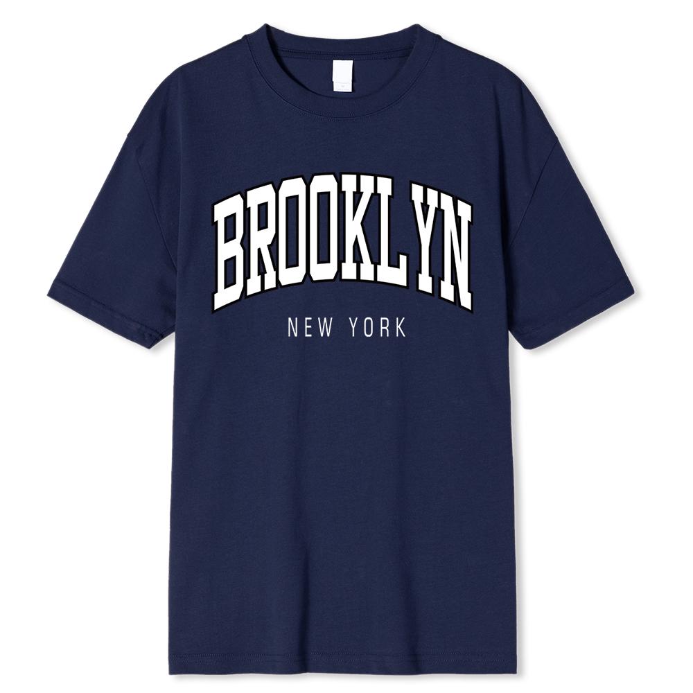 Brooklyn New York Druck Damen T-Shirts Sommer 100% Baumwolle Sweat T-Shirts Atmungsaktive lockere Kleidung Hip Hop Crewneck Herrenmode