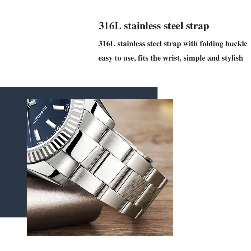 Start Men's Watch Luminous Scale Dial Automatic Mechanical Watch Date Function Waterproof Metal Watch