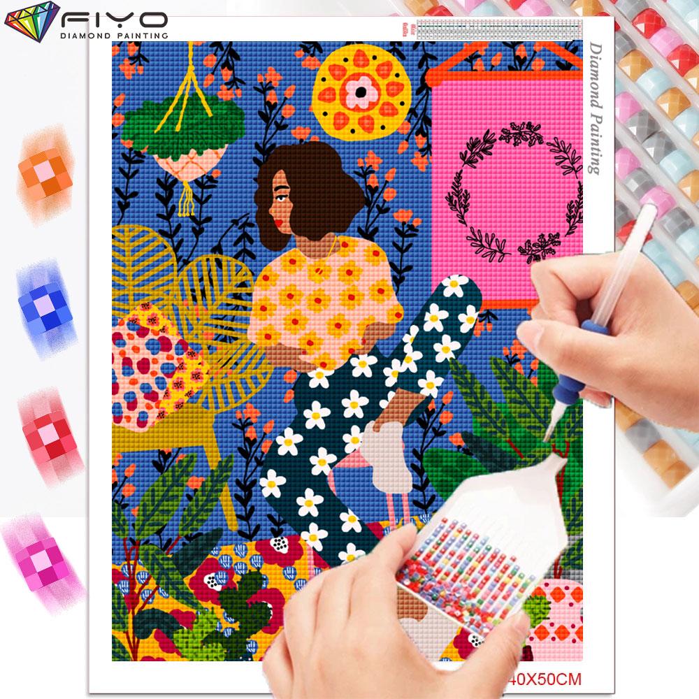 5D Diamant Malerei Tropical Bunte Mädchen Blume Diamant Stickerei Wand Kunst Kreuz Stich Bilder Für Wohnzimmer Wohnkultur quadro