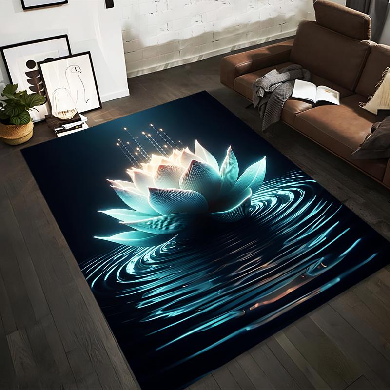 

Glowing Lotus Flower Carpet with Rippling Water Design for Home Decor Suitable for use as an anti-slip for living room bedroom sofas 40x60cm( 15x23in )