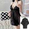 Hollow Ice Silk French Sexy Suspender Nightdress Lace Chest Pad Pajamas Temptation Loungewear Set Backless Summer