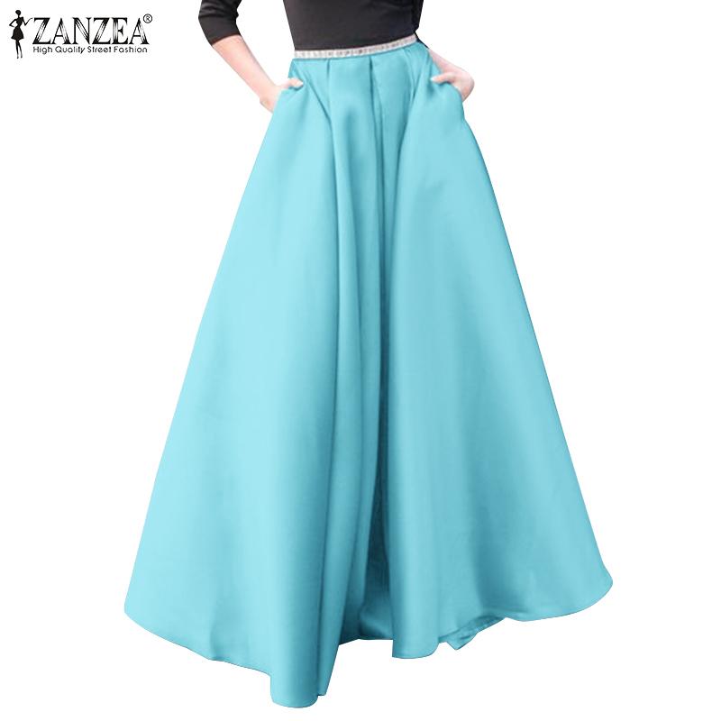 

ZANZEA Женские вечерние повседневные длинные юбки трапециевидной формы