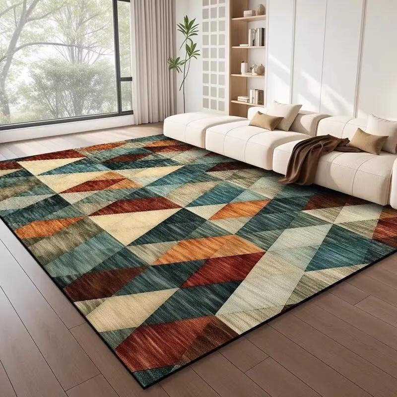 Nordic Style Geometric Large Rugs for Living Room Modern Decoration Home Carpet Light Luxury Bedroom Rug Non-slip Washable Mat