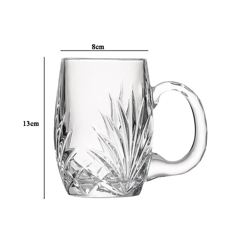 480ml Creative Craft Beer Glass Carved Wine Glass with Handle Large Capacity Water Bottle Party Wheat Beer Cup Bar Accessories