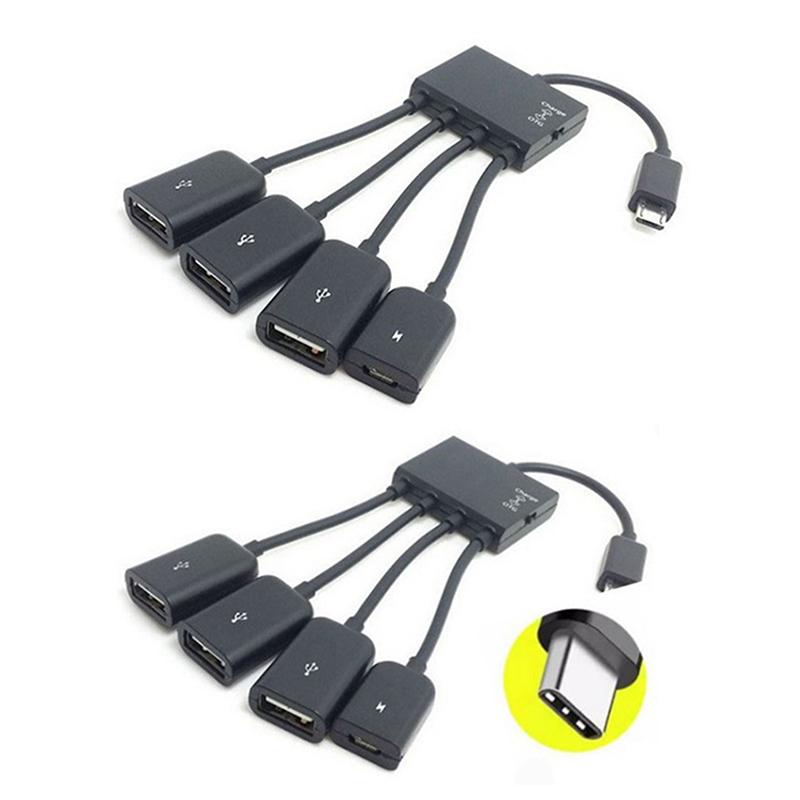 4 Port Micro Usb 2.0 Hub 4-In-1 Otg Hub Power Adapter Cable For Android Phone Tablet Pc Multiport Adapter