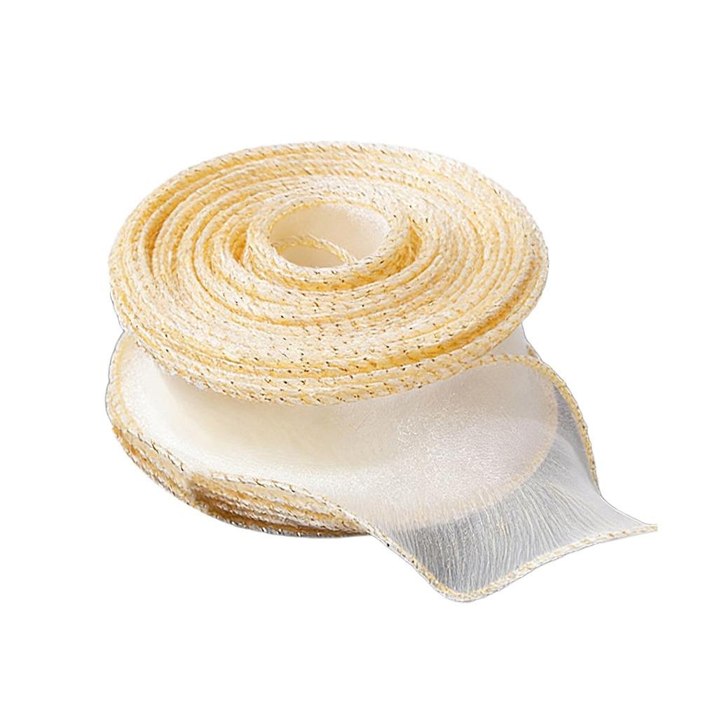 

4cm Width Organza Ribbon Wired Design 10 Yards Length Wavy Edge Ribbon Satin Texture Yarn Material Fishtail Ribbon DIY Craft бежевий