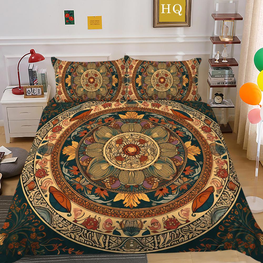 Seturi de lenjerie de pat de lux Textile de casă pentru fete Cuverturi de pilote Lenjerie de pat cu dimensiuni duble Mandala Decorare dormitor de rang înalt