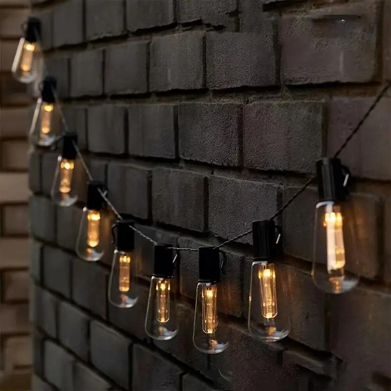 Solar Powered LED String Lights Highlight Outdoor Shatterproof Big Bulbs Garden Holiday Decor Waterproof Lights Camping Light