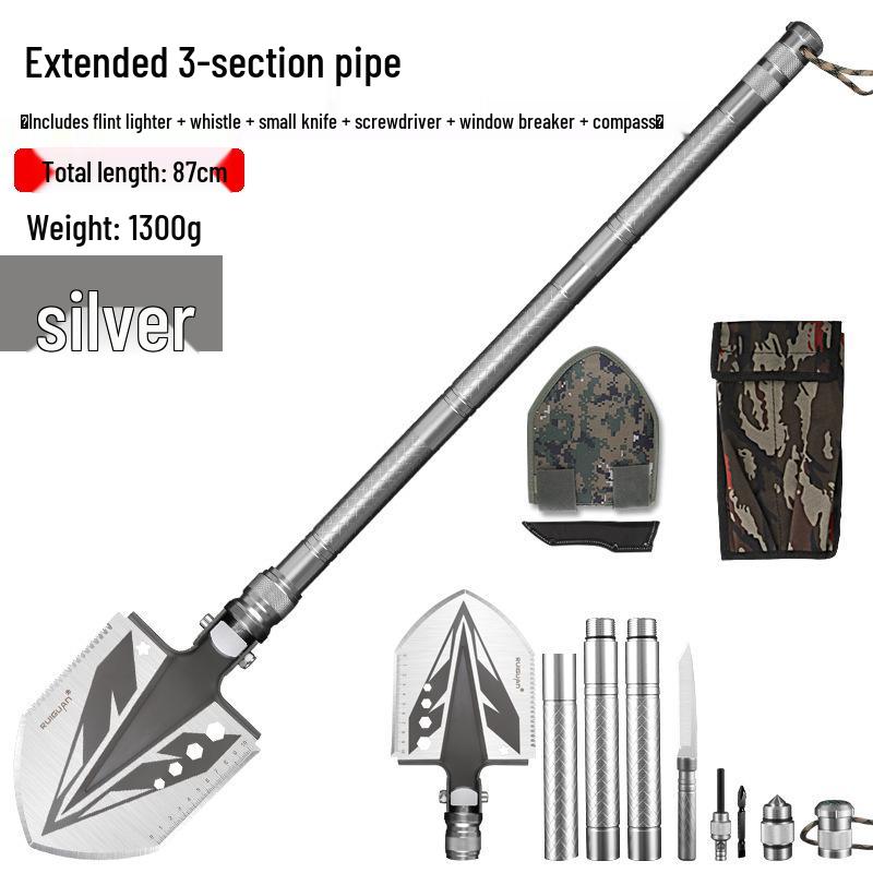 Multi-functional Outdoor Folding Shovel: Manganese Steel, Ideal for Camping, Fishing, Off-road Use, and Vehicle-mounted Tasks