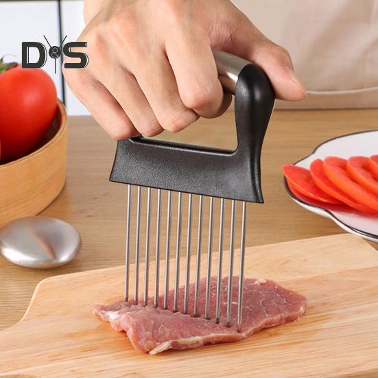 Løkholderskjærer for enkel oppbevaring av skjæring Løkskjærer i rustfritt stål for tomater Sitroner Avokado Multifunksjonell kjøkkenutstyr