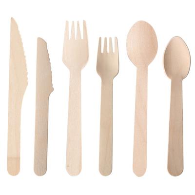 Essbesteck aus Holz 100er Pack Einwegbesteck Löffel Gabel Messer Birkenholz Besteckset Umweltfreundlich