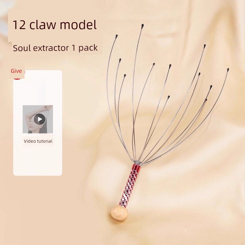 Soul Extractor 28-Claw Octopus Head Massager for Unblocking Meridians, Scalp Scratcher, Head Scratching Tool 696 [Basic Model] 12-Claw Head Massager (Single Pack)
