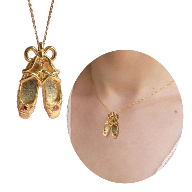 Personality Ballet Shoe Pendant Necklace for Women Girls Elegant Bowknot Dance Shoes Shape Choker Wedding Jewelry Gift