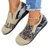 Women's Plus Size Leopard Print Slip-On Canvas Sneakers, Flat Casual Shoes