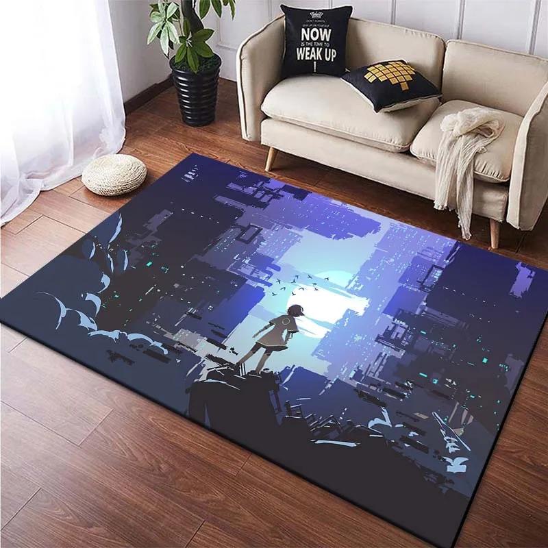 Cartoon Landscape Pattern Floor Mats Door Decoration Home Living Room Floor Mats