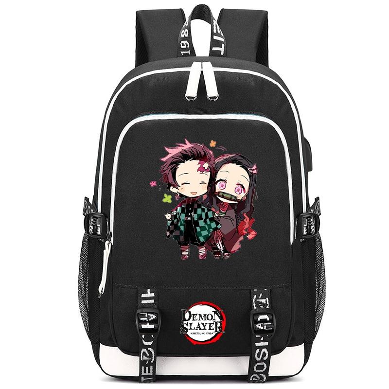 Anime Demon Slayer Canvas Backpack Printed Backpack for Girl Boy Gift Back To School Bookbag Men Women Travel Bag Mochila