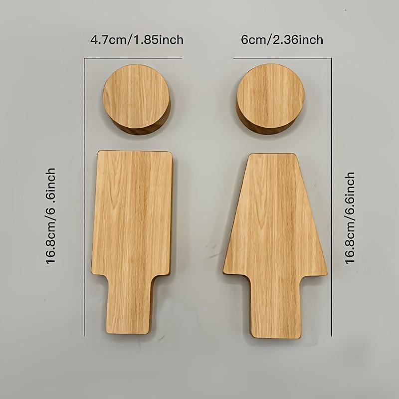 2PCS Wooden Bathroom Sign for Men's and Women's Restroom Doors Suitable for Home and Office, Bathroom Accessories