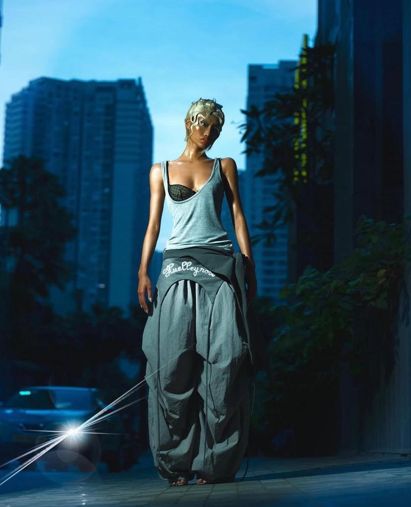Women's American Street Grey Wide-Leg Scimitar Pants - Spring 2025 Sporty Casual Design