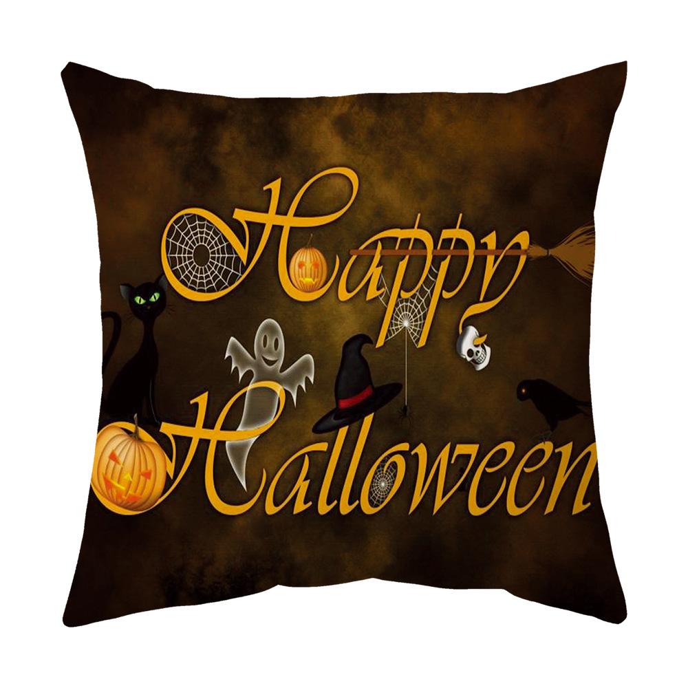 Halloween Cartoon Backrest Sofa Pillow Case Pillow Case Decoration Peach Skin Pillow Cushion Nordic Living Room