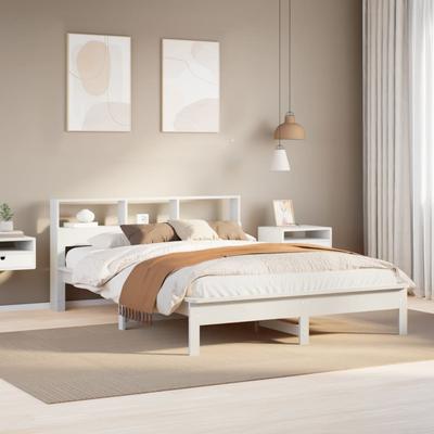Vidaxl Bed Frame Without Mattress, White, 140X200 Cm, Solid Pine Wood
