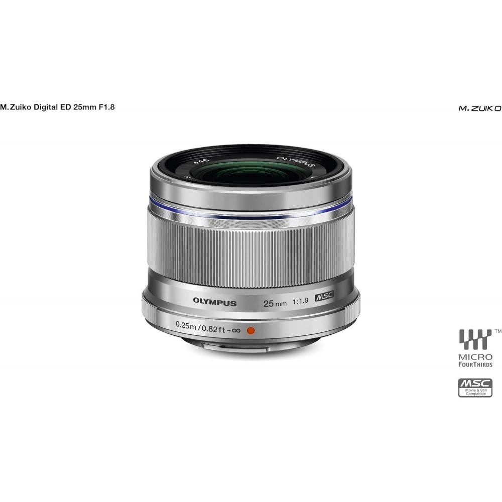 Om System M.zuiko Digital 25mm F1.8 Lens Silver