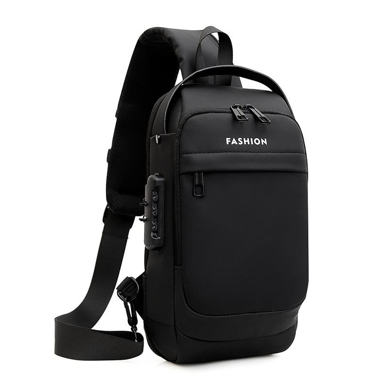 Breast bag Men's casual shoulder bag USB charging diagonal backpack Fanny pack Travel messenger bag