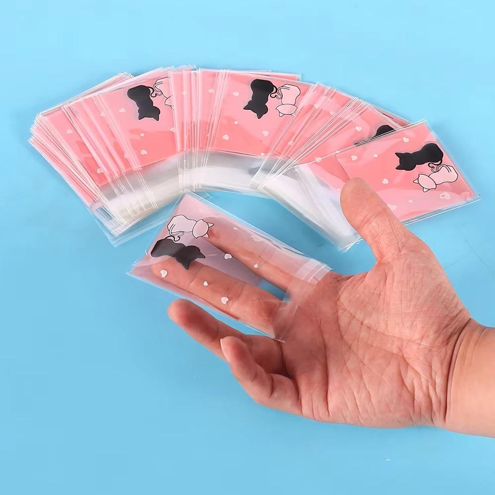 50Pcs Couple Cats Biscuits Candy Bags Plastic Sandwich Bread Packaging Bags  Package Supplies