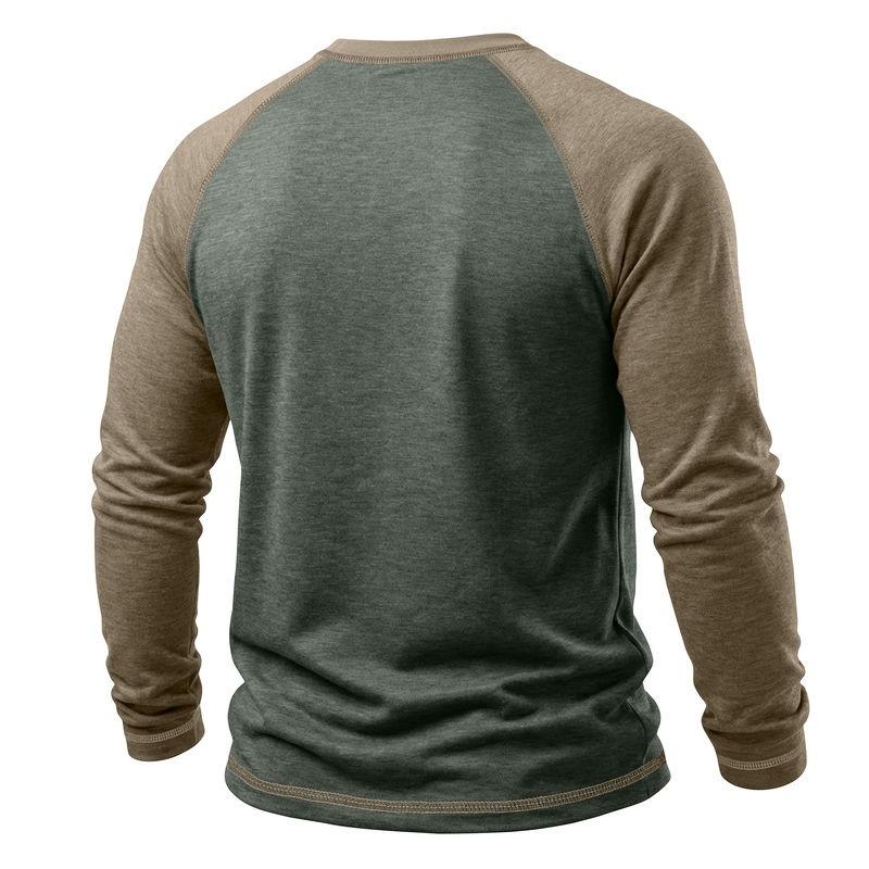 Men's T-Shirts Long Sleeve O-Neck Pactwork Casual Spring Autumn Tees Tops Fashion Mens Clothing