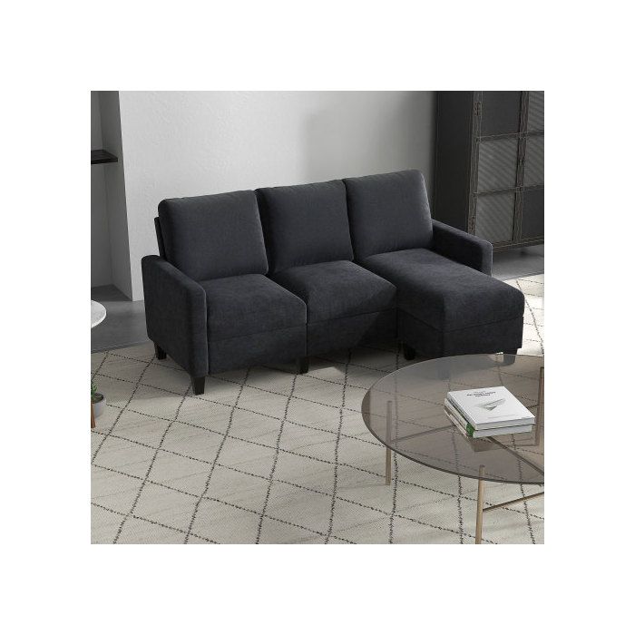 Canapé d'angle - MUVOE - HOMCOM - 3 places - Tissu respirant - Design modulaire