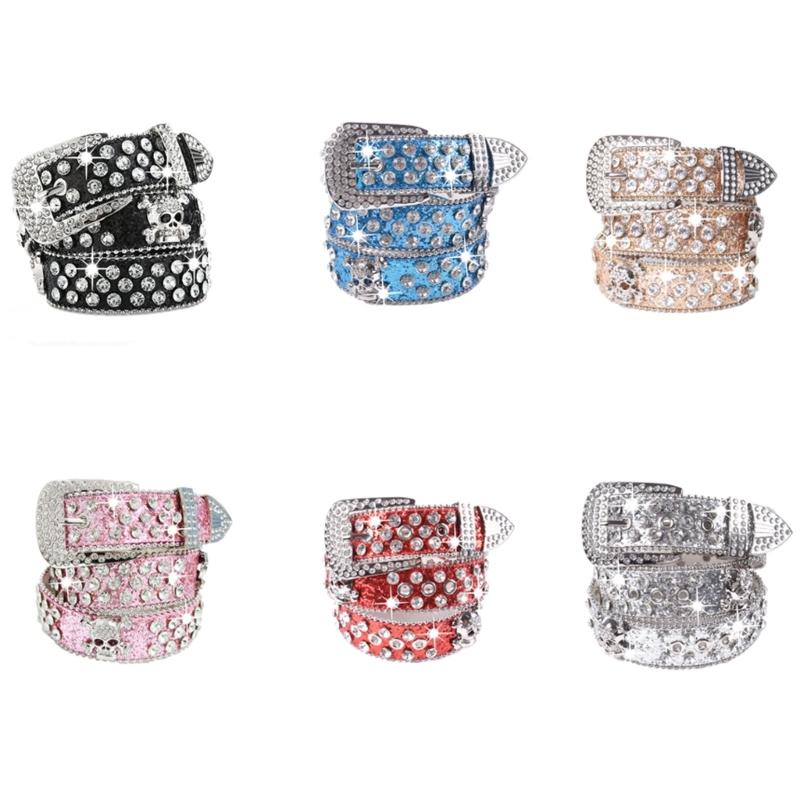 Adjustable Punk Waist Belt With Rhinestones Detail, Stylish PU Leather Waistband Sash For Casual Outfit