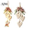 Wooden Hanging Ornaments for Home Heart-Shaped Decorative with LED Light, Rustic Farmhouse Heart Wall Pendant Indoor Decorations Bedroom Vintage Beads